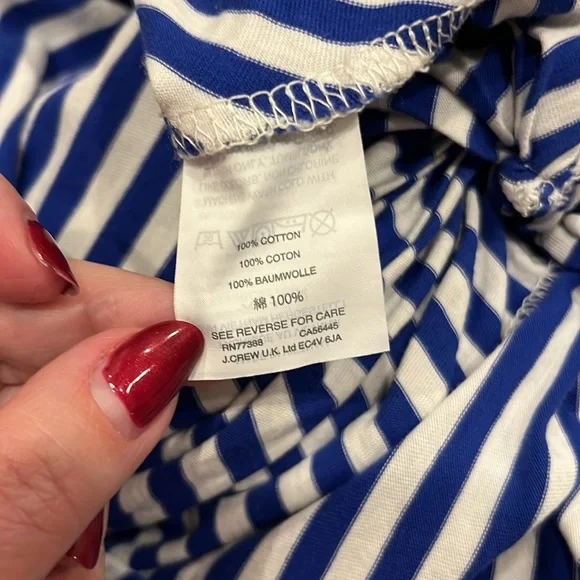 J. Crew Striped Top Blue White Knot Twist in Back Cotton Women Size XL - Picture 7 of 7